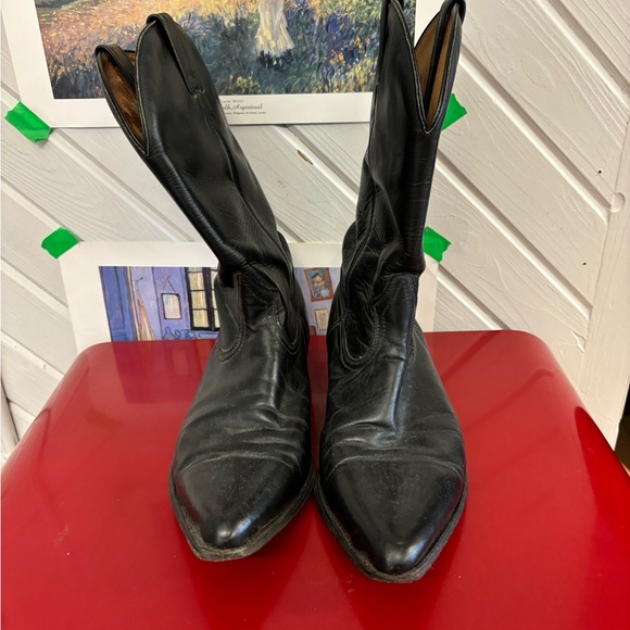 Boulet Black Leather Cowboy Boots - Picture 2 of 7